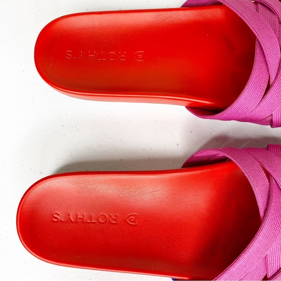 ❌SOLD❌ Rothy’s The Slide Criss Cross Knit Sandal in Cherry Red and Pink Size 7.5 - Picture 6 of 12